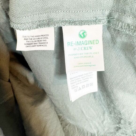 J. Crew Utility Zip Front Chino Dress Green Elastic Waist Short Sleeve Size 2 - Picture 8 of 9